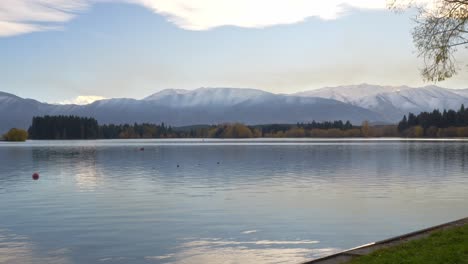 lake ruataniwha - artificial lake in the mackenzie basin in the south island of new zealand - wide shot