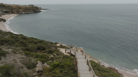 coastal path with wooden stairs