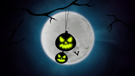animación de fondo de halloween con murciélagos y calabazas