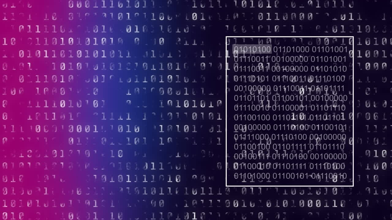 Animation of binary coding and data processing