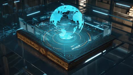 holographic globe on an ancient book