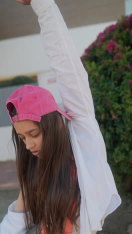 teenage girl posing outdoors