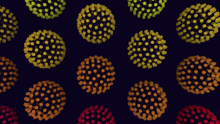 Vibrant circles in a colorful overlapping pattern on black background