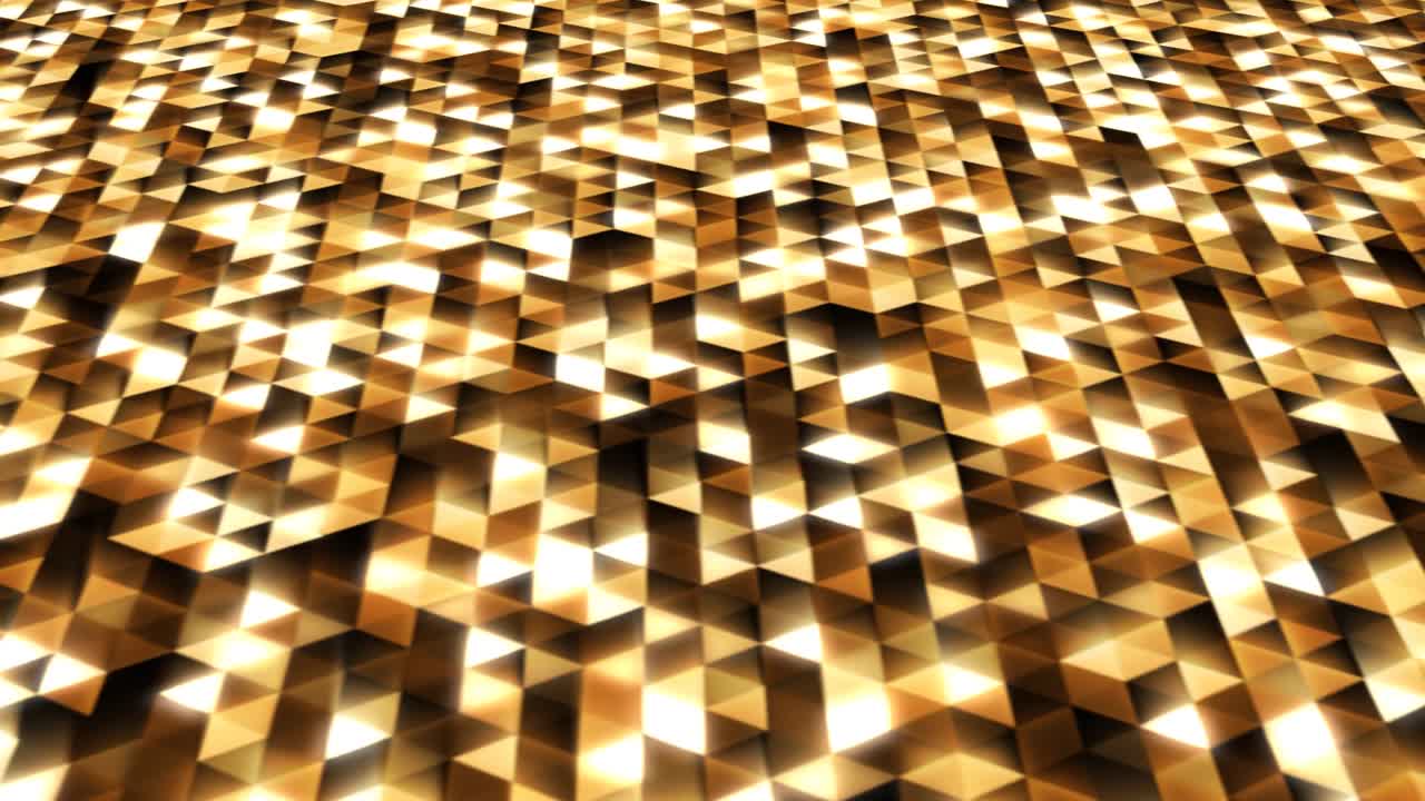 brillante negro y dorado patrón de forma de triángulo abstracto brillante - animación de fondo de movimiento de bucle sin costuras de 4k