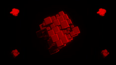 struttura cubica luminosa rossa