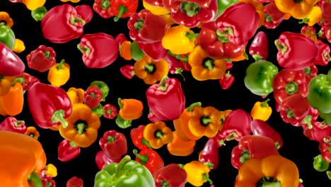 falling peppers and vegetables ring animation, background, rendering, loop