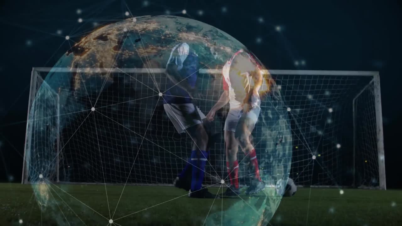 animación de redes de conexiones sobre jugadores de fútbol