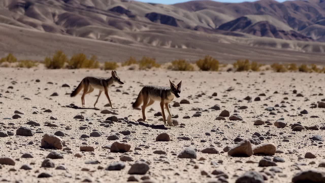 Coyotes in a Desert Landscape