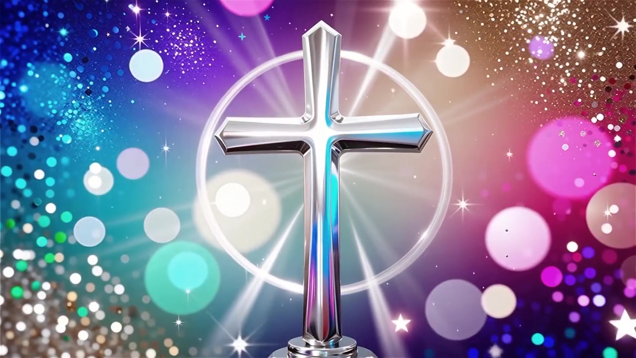 Cruz Cristiana con Luz Celestial, Fondo para Adoración.