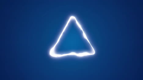 glowing white triangle on dark blue background