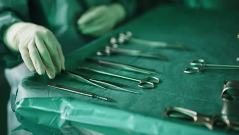 surgical instruments on a sterile table