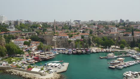 antalya marina with antalya castle