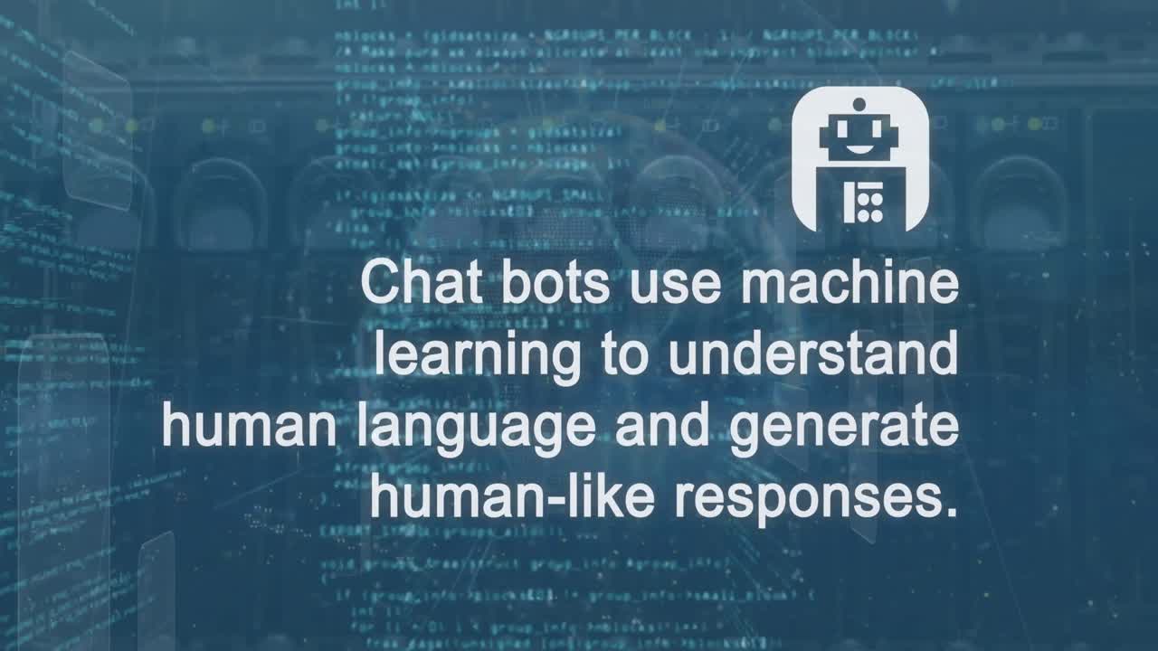 Animation of ai text and icon, data processing over computer server