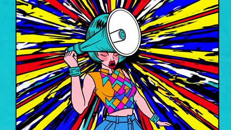 pop art woman with megaphone