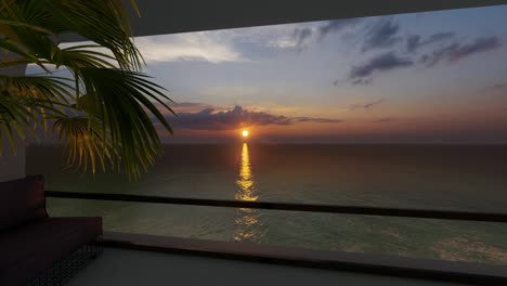 ocean view from a balcony on the sea, sunset stock video