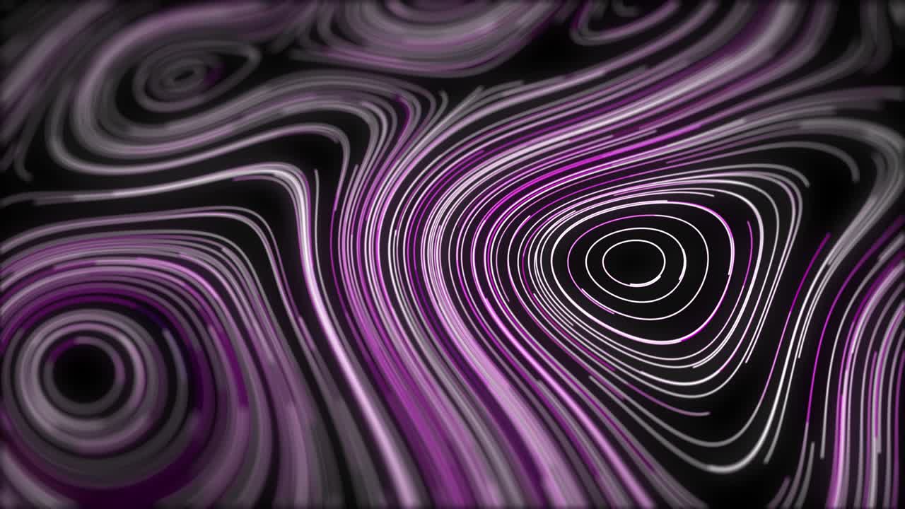 Animatie die lijkt op bewegende paarse en witte vingerafdrukken op zwarte achtergrond