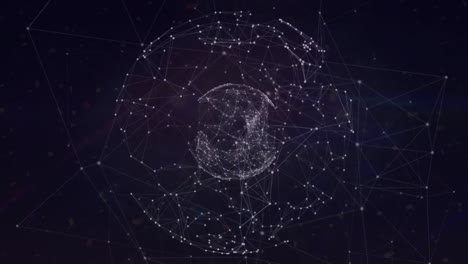 animación de la red de conexiones y el globo en el fondo de la marina.
