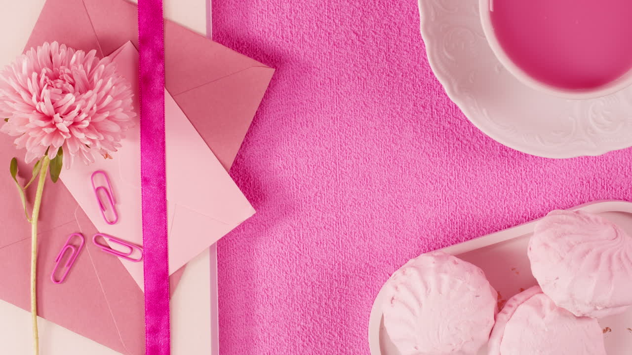 Pink Aesthetic Workspace Arrangement