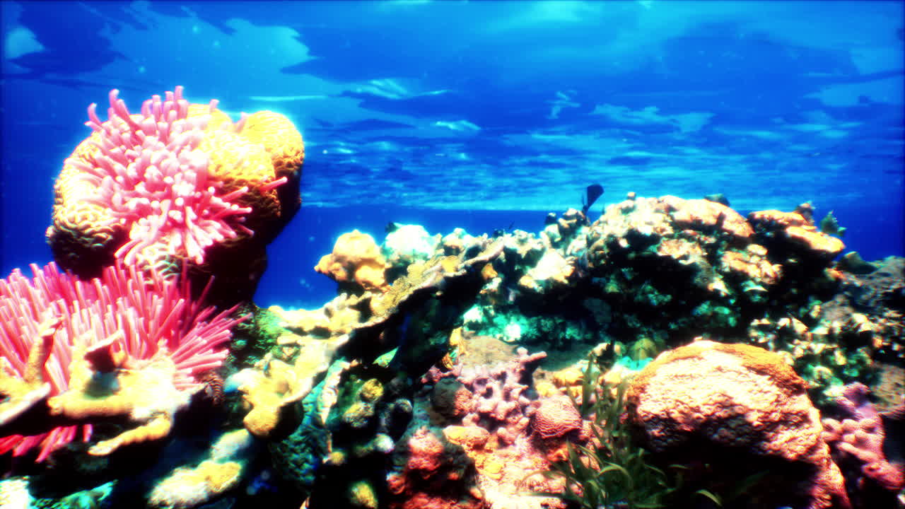 열대 어류와 함께 활기찬 산호초