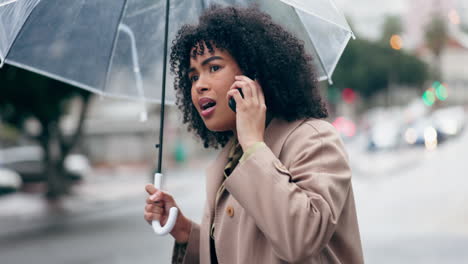 Telefonanruf,-Stress-Und-Geschäftsfrau-In-Der-Stadt