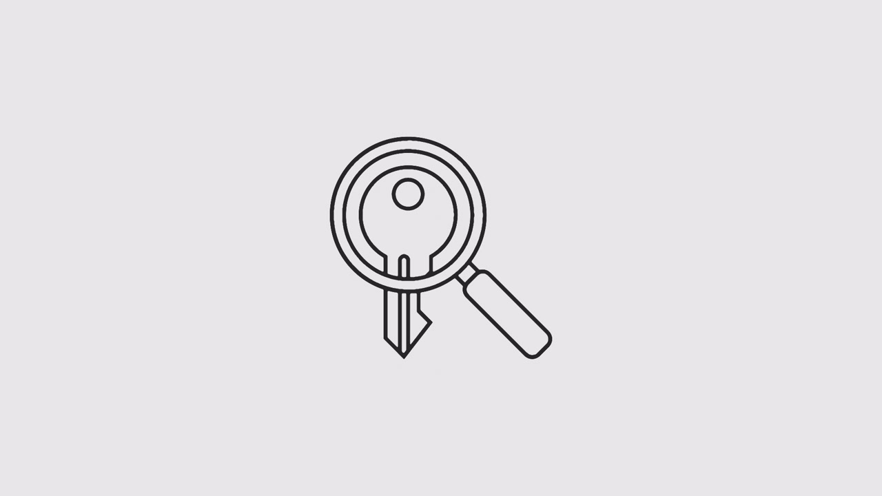 Animated Line Art Icon of a Key and Magnifying Glass