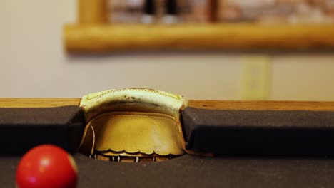 Object-Balls-Moving-Near-Side-Pocket-On-Pool-Billard-Table