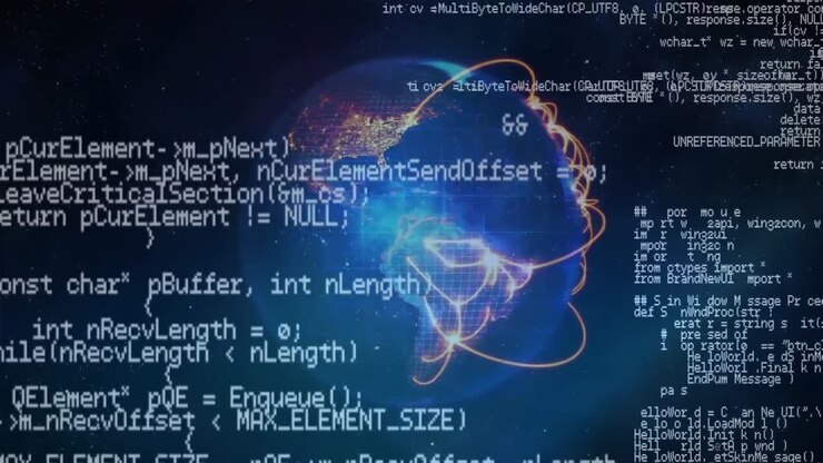 Animation of globe with connecitons and data processing