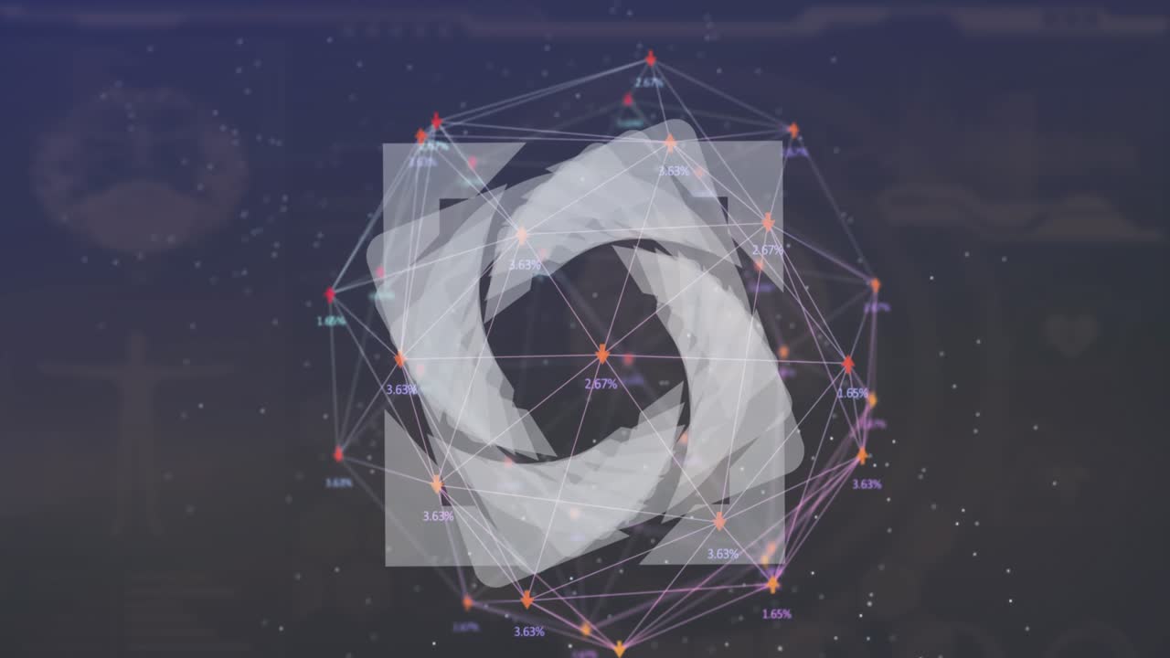 Animation of mathematical equations over globe and network of lens