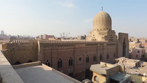 external panning view of al-mu'ayyad mosque. old islamic neighborhood. cairo, egypt