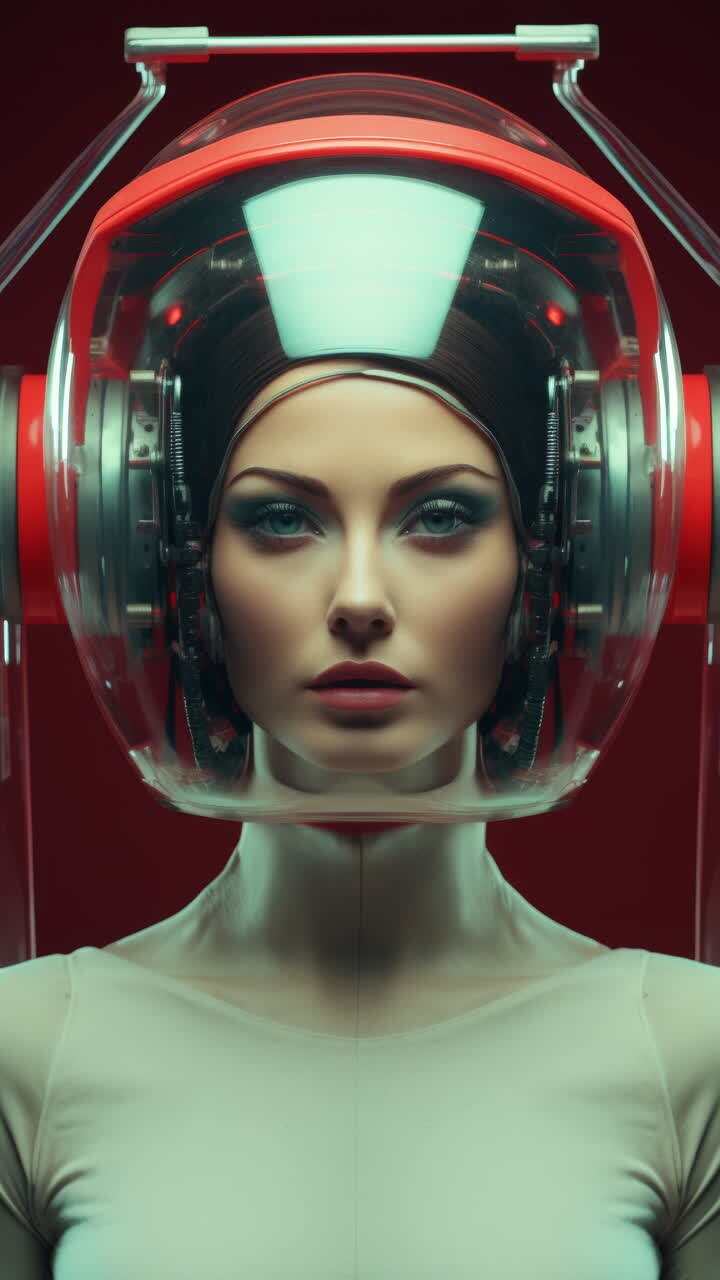 porcelain female statue dolls with audio speakers and headphones made with AI