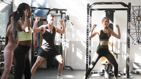 group fitness class in a gym