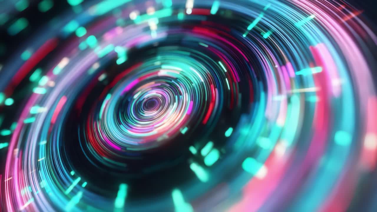 Vibrant Abstract Swirls of Light and Color: A Stunning Visualization of Dynamic Energy and Motion in Circular Patterns