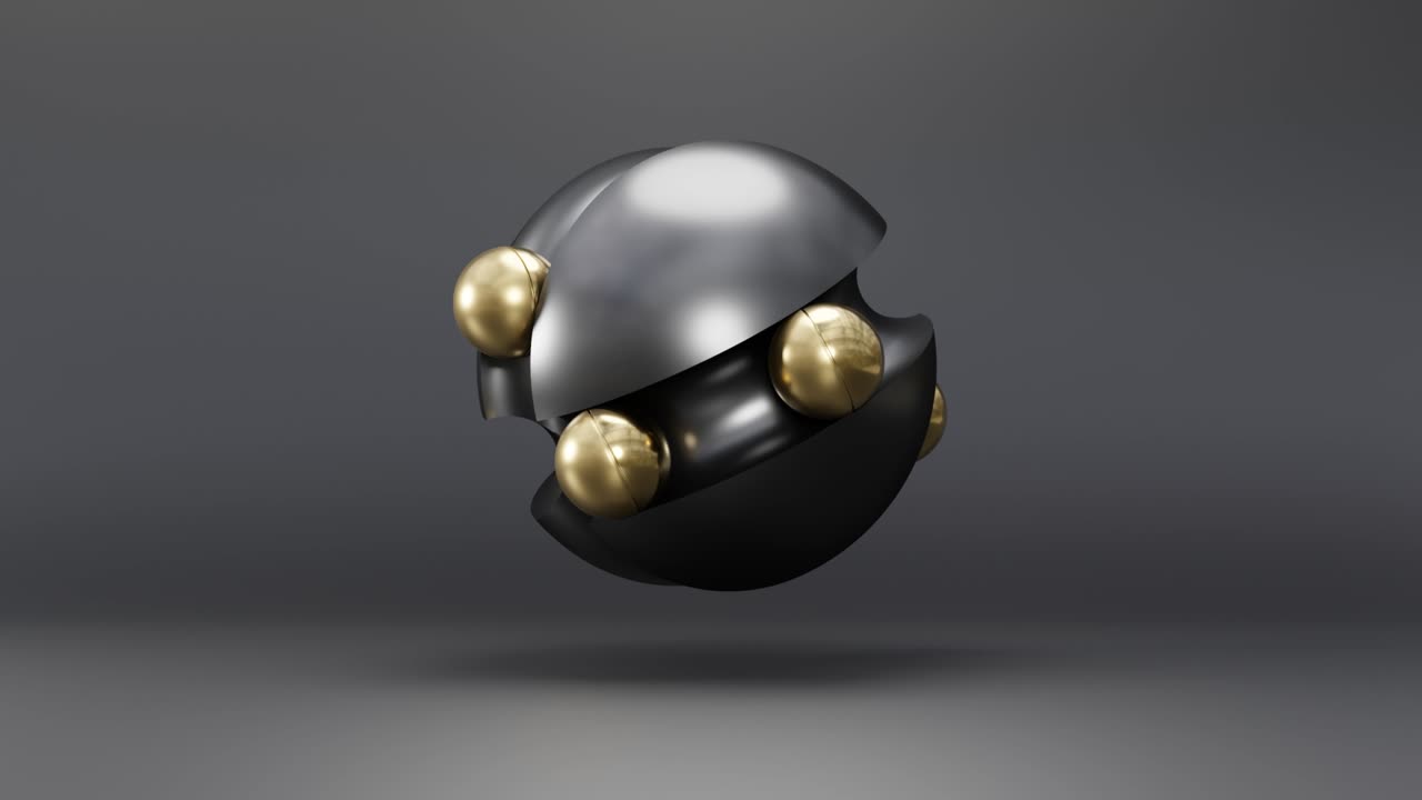 퓨처리즘 스타일의 금속 공, 애니메이션 추상 3d 렌더링