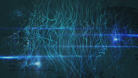 animación del procesamiento de datos sobre senderos de luz