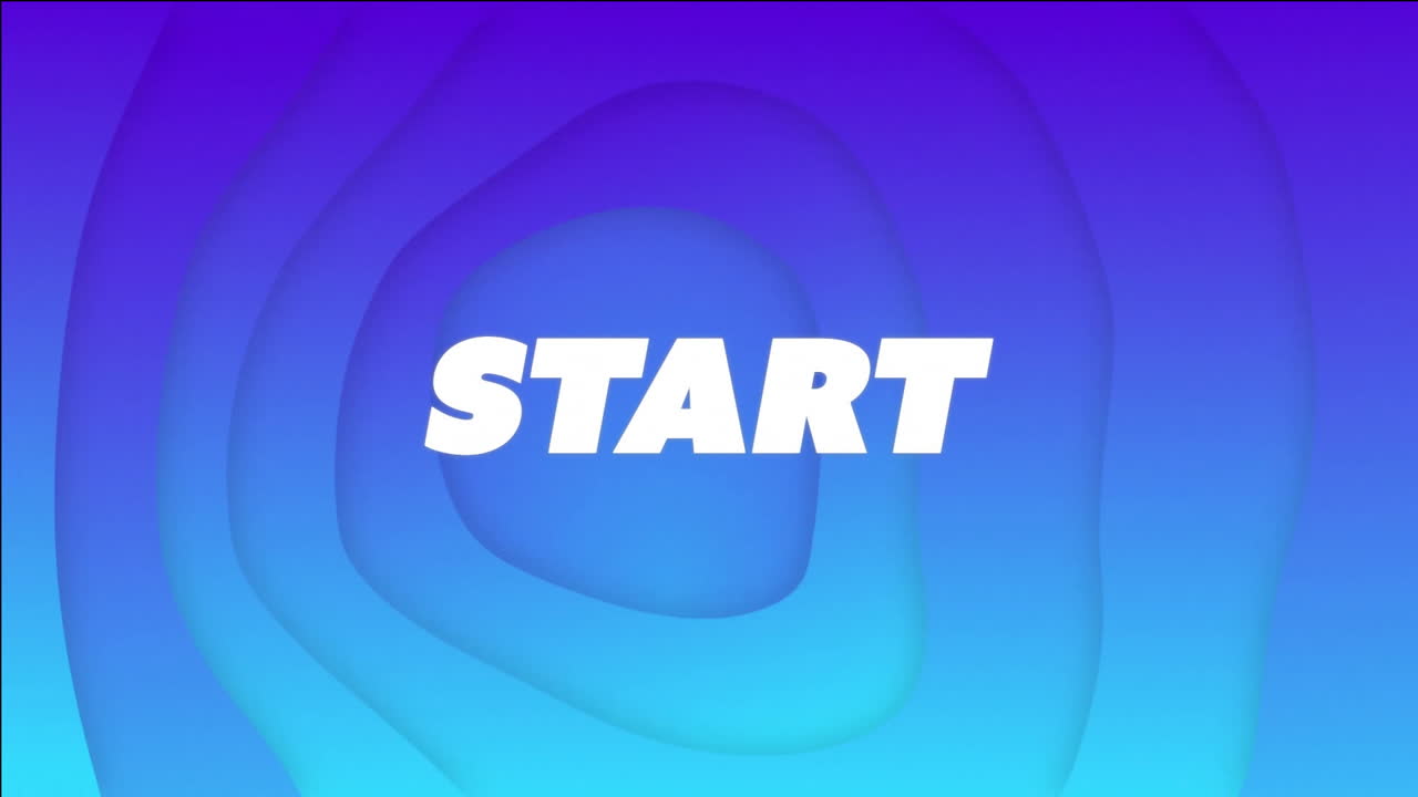 START text animation over blue and purple gradient background with layered shapes