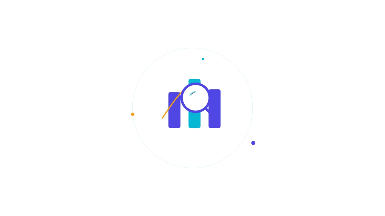 Animated Magnifying Glass Analyzing Bar Chart Data
