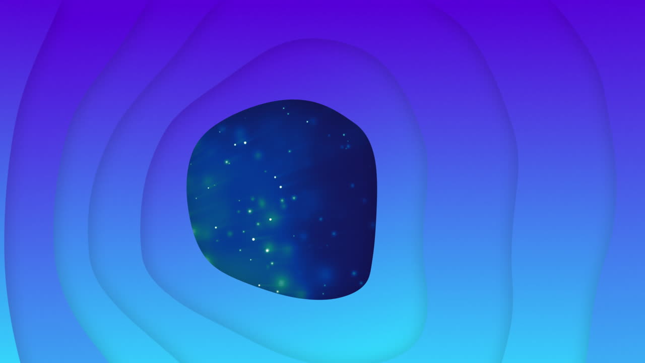 animación de formas que se mueven sobre manchas en fondo negro.