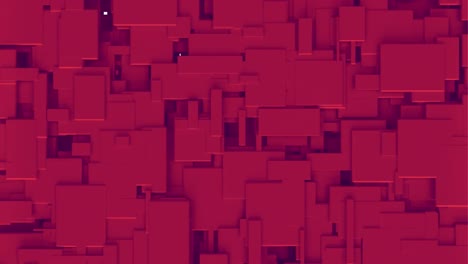 Animation-of-red-3d-blocks-revealing-pulsating-white-squares