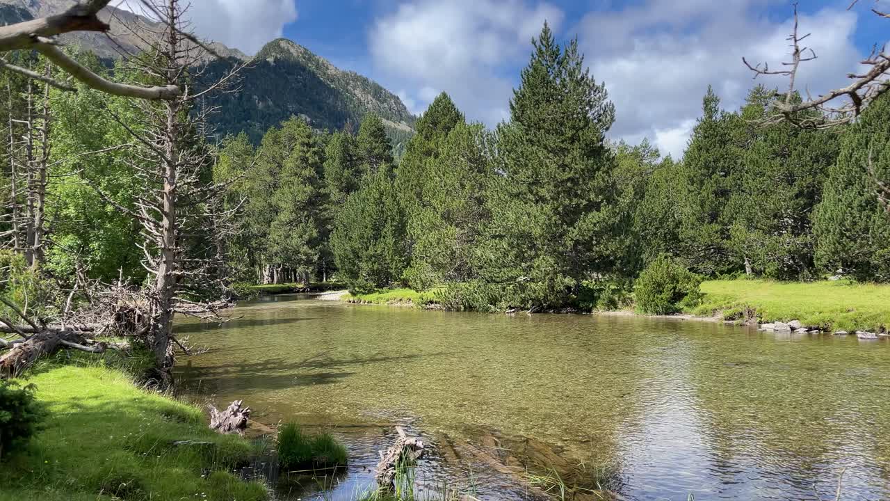 Aigüestortes National Park Spain protected nature lerida catalunya Mountain landscape with crystal clear water river nature family outing tourism rio sant nicolau