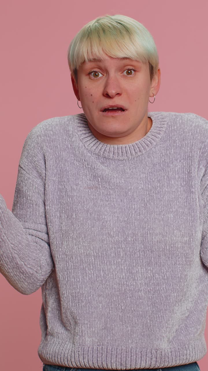 Woman raising hands in indignant expression ask why what reason of failure demonstrating disbelief