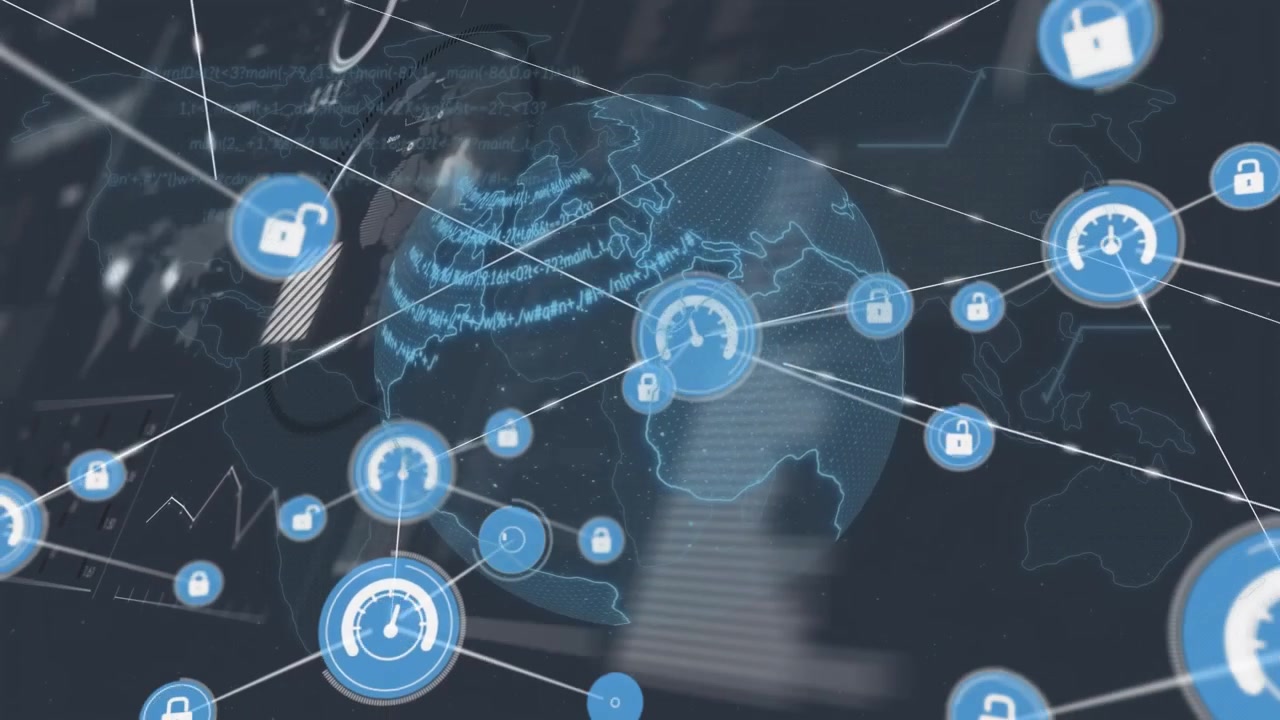 Komposition af jordklode med netværk af forbindelser på sort baggrund