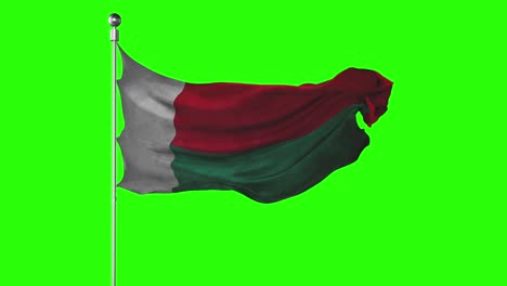 madagascar national flag waving on green screen. chroma key animation. madagascar politics illustration