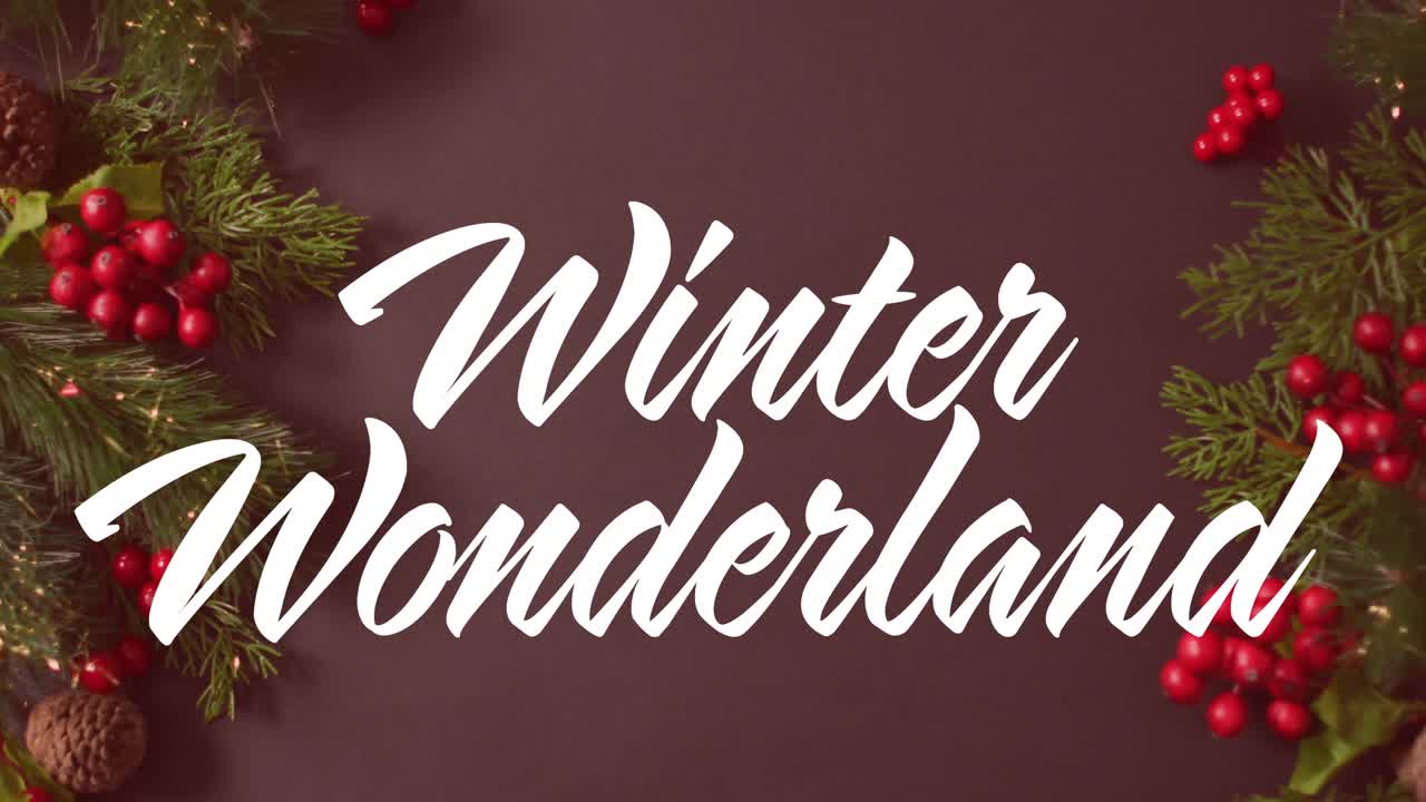 크리스마스 텍스트를 결혼하기 위해 소나무 가지의 애니메이션