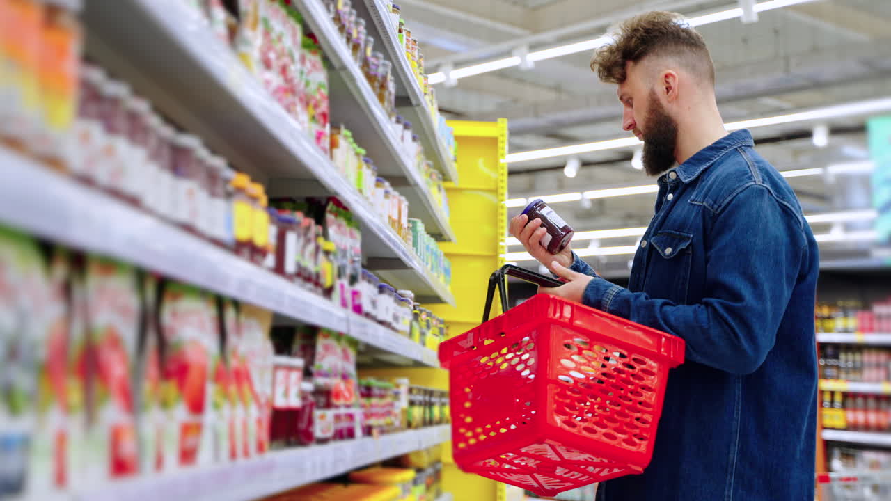 식료품 가게 에서 쇼핑 하는 남자