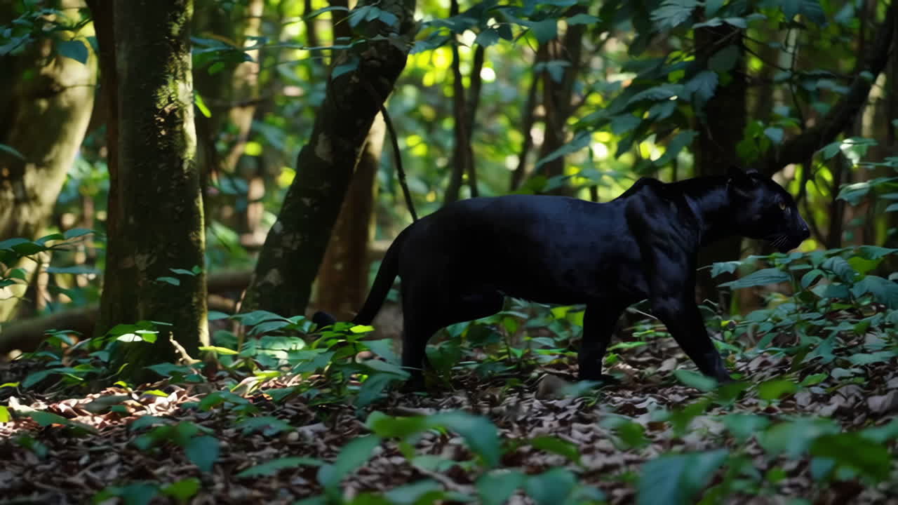 Black Panther in a Tropical Forest