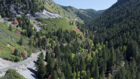 Autumn-Aerial-View-Over-American-Fork-Canyon-Mountain-Road-Alpine-Pass