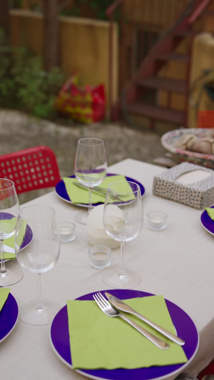 Outdoor Dining Table Setting in a Garden