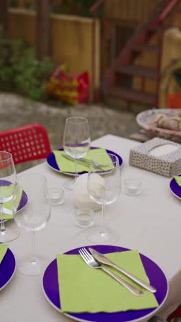 Outdoor Dining Table Setting in a Garden