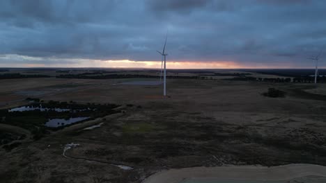 wind turbines on field in rural suburb district of australia