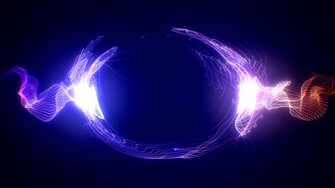 추상적인 파란색 미래의 공상 과학 플라즈마 원형과 에너지 빛의 스트로크
